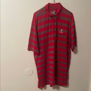 Under Armour Red and Gray Striped Polo Shirt